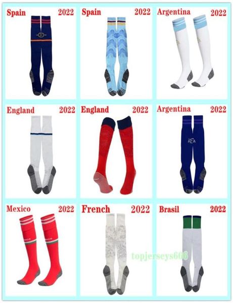 2022 Argentine Angleterre Brésil Espagne Soccer Soccer Chaussettes de football Brasil 2023 Chaussettes de sport pour enfants adultes255d7308411