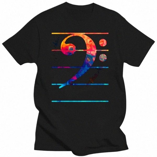 2022 Arte Música Camisetas Bass Clef Color Nota Classic Print T Shirts Hombre Verano Otoño Streetwear Regalo de Navidad de alta calidad T G5BS #