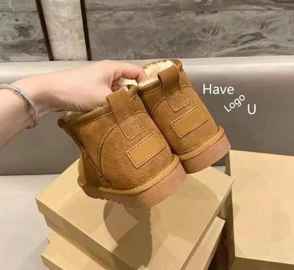 2022 Aus Antelope marron Bottes de neige pour femmes Bottes chaudes à sourcils de renne Garçons Filles Doux et confortable Peluche en peau de mouton Garder de jolis cadeaux d'anniversaire de Noël