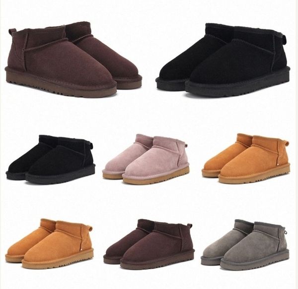 2022 AUS U5854 classique courte mini femmes bottes de neige garder au chaud botte homme femme peluche décontractée en peau de mouton chaussures en daim marron gris