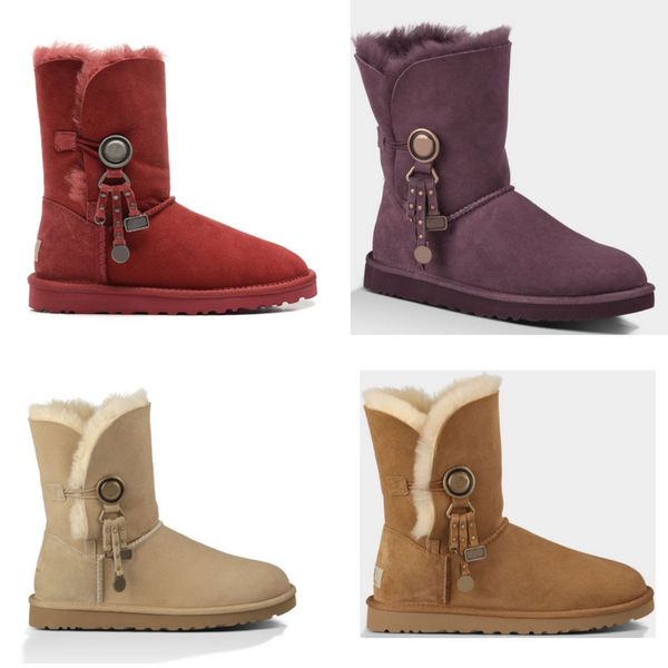 2022 Australia mujeres Mini media bota de nieve botas cálidas clásicas australianas EE. UU. GS invierno piel completa esponjoso peludo satén tobillo botas botines