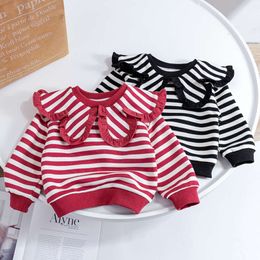2022 Autumnmeisjes Shirts Stripe Blouse voor kinderen lange mouwen kinderen sweatshirts peuter bovenkleding baby outfits kleding 1-6 jaar L2405