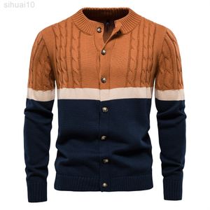 2022 Autumn Nieuwe herenmodestandaard Kraagkleur Matching Cardigan Sweater Europese maat L220801