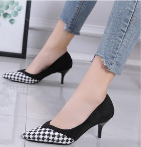 2022 automne printemps bureau dame talons hauts femmes chaussures de fête bout pointu Plaid élégant dames talons aiguilles