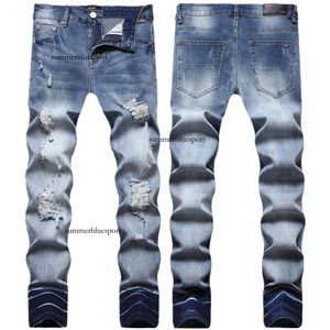 2022 Herfst/Winter Lichtgekleurde Verontruste Jeans Voor Am Mannen Elastische Slim Fit Kleine Voet Trendy Lange Broek