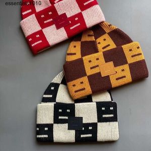 Chapeau tricoté en laine sans bords pour hommes et femmes, nouvelle niche suédoise AC damier smiley face, automne hiver 2022