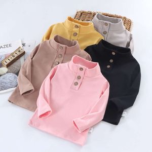 2022 Autumn Winter T Shirts Lange Mouw Kinderen Bottom Candy Color Tops For Kids Dikke warme pullover tiener Undershirts L2405