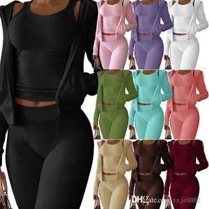 2022 Autumn Winter Women Active Tracksuits 3-delige set Nieuwe dubbelzijdige kasjmier Vest Hoodie Yoga Pants Outfits Sweatsuits