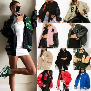 2022 automne hiver femmes Baseball vestes lettres de créateur imprimé couture nouveau Hip Hop polaire épaissi manteaux amples