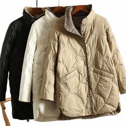 2022 Automne Hiver Femmes Chaud Épais Blanc Canard Down Veste Parkas Slim Stand Collier Lâche Down Manteau Dames Lg Puffer Outwear R5Cw #