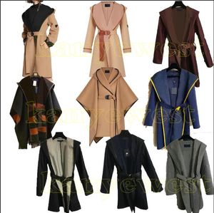 2022 Autumn womens wool overcoat Designer Coats Womens Jacket letter Print Woolen Material Hooded Cloak Coat Fashion Wrap-Around Two-Color Women clothing