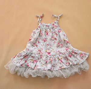 2022 Baby Girl Kids Vintage Flower Tutu -jurk Bloemenjurk Pettiskirt Tule rok Lace Tube Ballet Dprincess Pink
