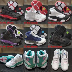 2023 Baby Jumpman 13 Zapatos de baloncesto para niños Niños jóvenes Atlético 13s Chicago Lucky Green Zapato deportivo para niños Zapatos para niñas blanco negro púrpura Tamaño 28-35