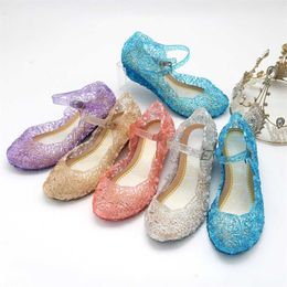 2022 Baby Kids Peuter Meisjes Crystal Sandalen Duidelijke Zomer Schoenen Mid Hak Prinses Party Crystal Schoenen Verjaardag Cosplay Bruiloft Bloem Meisje Dans Schoen T37MDHU