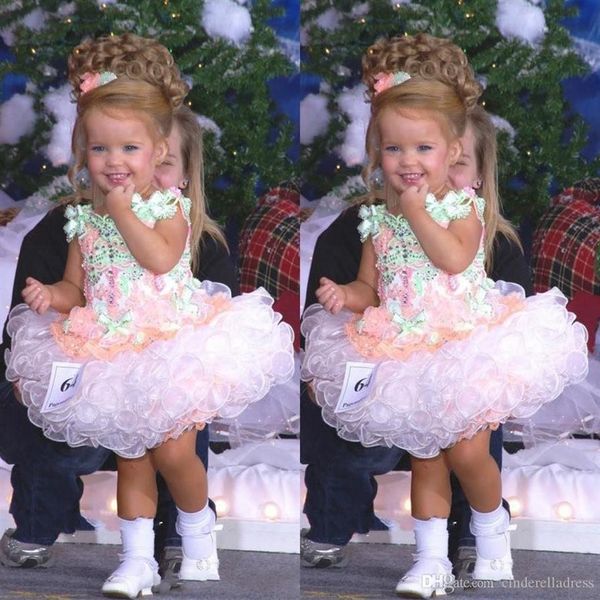 2022 bébé Miss America fille Pageant robes sur mesure Organza fête Cupcake fleur fille jolie robe pour petit Kid2515