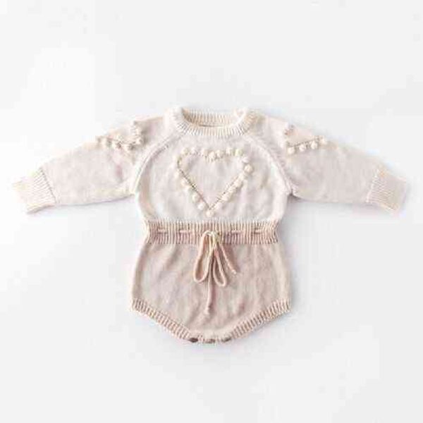 2022 bébé printemps automne vêtements nouveau-né bébé filles garçon tricoté body coeur chandail combinaisons chaud élastique bande tops G220510