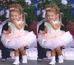 2022 Bebê Criança Menina Miss America Girl039s Pageant Dress Custom Made Organza Party Cupcake Flower Girl Vestido Bonito Para Little K2113780