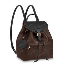 2022 rugzak mini backpackd vrouwen handtas schoudertas cross body portemonnee pochette bruin leer reliëf zwart 45515 27.5x33x14cm