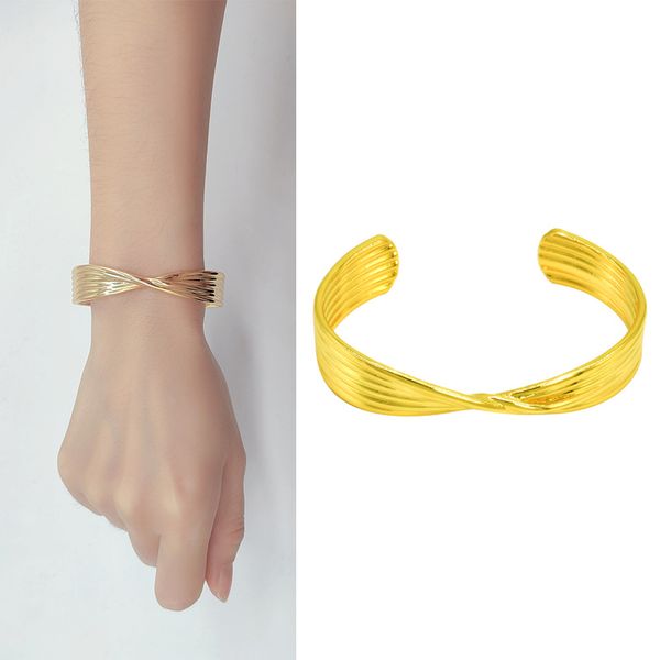 Brazaletes para mujer 2022, brazalete trenzado con lazo, brazalete de Metal de cobre Vintage, Color dorado, pareja africana, joyería africana, regalo de Navidad de Dubái para mujer