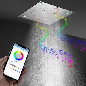 2022 accessoires de salle de bain Bluetooth musique système de douche 3 fonctions LED pommeau de douche panneau bain pluie tête de robinet 600x600MM