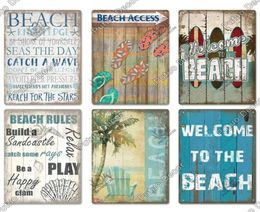 2022 Beach Tin Sign Plaque Metal Painting Vintage Summer Wall Signs Decor voor huis Seaside Decoratieve plaat Irish Pub Bar Industr1841787