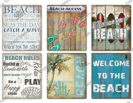 2022 Beach Tin Sign Plaque Metal Painting Vintage Summer Wall Signs Decor voor huis Seaside Decoratieve plaat Irish Pub Bar Industr7642981