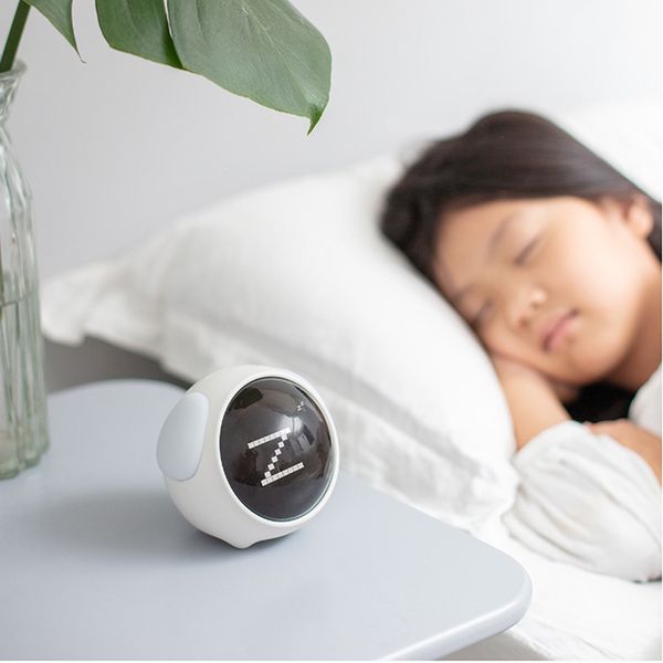 Reloj despertador con expresión hermosa para niños, cabecera multifuncional con control de voz, luz nocturna, repetición, 2022