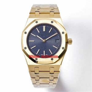 2022 Bell Factory Montres 15202BA.OO.1240BA.01 Jumbo Extra-mince Remontage automatique 39mm Cal.2121 Montre automatique pour homme Cadran bleu Bracelet en or 18 carats Montres-bracelets pour hommes