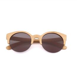 2022 BEMUCNA CAT Eye Sunglasses Sunsses Femme Designer Semi-rimles sans lunettes de soleil Men Bamboo Sun Glasse pour hommes UV400 196F