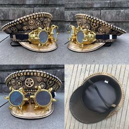2022 Bérets Steampunk Military Hat Office d'allemagne Army Punk Hats Pap Cosplay Halloween avec des lunettes 265k S Qualité d'origine