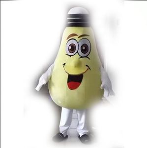 2022 Big Yellow Lamp Light Bulb Mascot Kostuums Halloween Fancy Feestjurk Streepjes Karakter Carnaval Kerstmis Pasen Advertentie Verjaardagsfeestje Kostuums Outfit