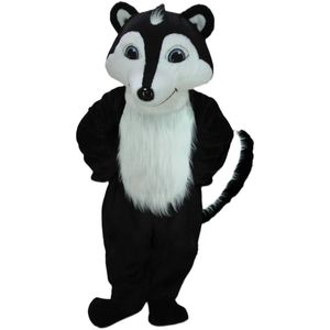 2022 Black Long Fur Anime Husky Dog Wolf Fox Mascot Kostuum Furry Cartoon Puppet Hoofddeksels Halloween Stage Performance Supplies