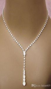 2022 Bling Crystal Bruidal Sieraden Set Silver PLATED ketting Diamanten oorbellen Bruiloft Sieradensets voor bruid bruidsmeisje vrouwen AC1201490