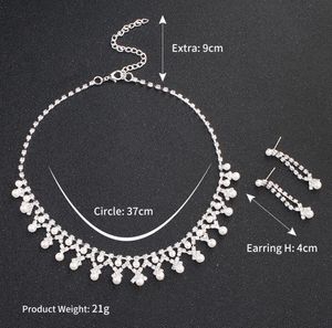 2022 Bling Peals Ensemble de bijoux de mariée Collier plaqué argent blanc Boucles d'oreilles en perles Ensembles de bijoux de mariage pour mariée demoiselles d'honneur femmes 3244