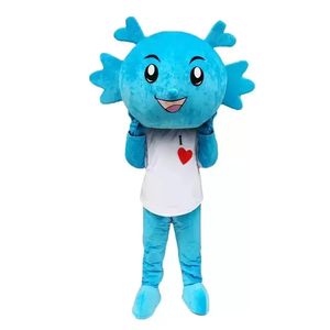 2022 Costumes de mascotte de dragon bleu Halloween Fantaisie Robe de soirée Personnage de dessin animé Carnaval Noël Pâques Publicité Costume de fête d'anniversaire Tenue