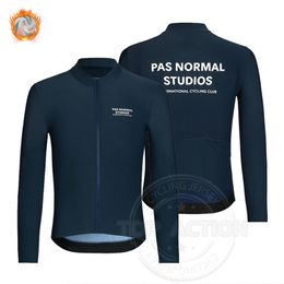 2022 Blue PNS Cycling Clothing Men's Winter Thermal Fleece Pas Normal Studios Long Sleeve Cycling Jersey Ropa Ciclismo 220226