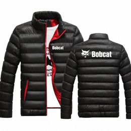 2022 Bobcat Heavy Equipment Nouveau manteau d'hiver pour hommes imperméable à l'eau de couleur unie col montant coupe-vent veste décontractée vêtements d'extérieur top U4sP #