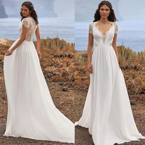 2022 Robe de mariée en mousseline de Boho Sexy Vetestidos de Novia pour femmes