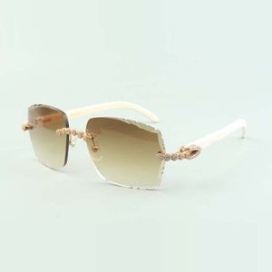 2022 Boeket Diamond zonnebril 3524014 met natuurlijke witte buffs-bril en gesneden lens 3.0 Dikte