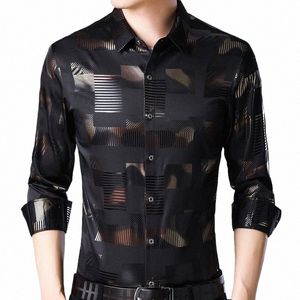 2022 Merk Casual Lente Luxe Plaid Lg Mouw Slim Fit Mannen Shirt Streetwear Sociale Dr Shirts Heren Fis Jersey 2306 L7TK #