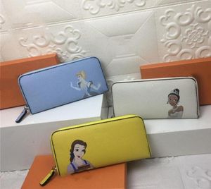 2022 Brandontwerper Fashion Lady Wallet Long Zipper Grote capaciteit Koppeling Bag Cartoon Princess Simple Mobile Telefoonzakken Kerstmis 2528629