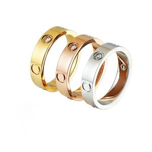 Merk luxe designer roestvrijstalen band Love Rings Fashion Party Sieraden 18K Rose Gold Men Women Lovers Wedding Promise Ring Gifts