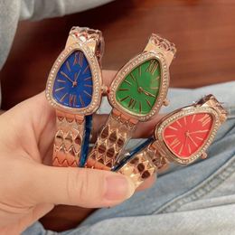 2022 Relojes de marca Ladies Girl Crystal Snake Style Metal Steel Band Reloj de pulsera de lujo de cuarzo La combinación perfecta de la mejor calidad del producto y el mejor servicio BV02