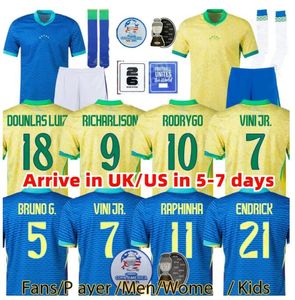 2024 Brésil Soccer Jersey Kits Kits Camiseta de Futbol Paqueta Neres Coutinho Football Shirt Jesus Marcelo Casemiro Brasil 2024 25 Soullots