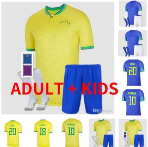 2022 2023 Brésils Richarlison G.Jesus Soccer Jerseys Camiseta 22/23 Raphinha Antony Marquinhos Vini Jr Silva Dani Alves Brasil Adulte Kids Kits Sock Football Shirt