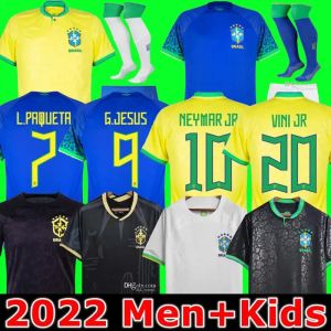 Brazils VINI JR. Soccer Jersey brasil CASEMIRO 22 23 National Team G.JESUS P.COUTINHO Home Away men kids kit L.PAQUETA T.SILVA PELE MARCELO Football Shirt uniform