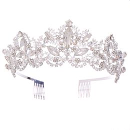 Tiara de casamento nupcial 2022 prata ouro doce 15 meninas usam tiara 5,5 * 37 cm cristais strass senhora concurso coroa aniversário natal quinceanera marmelo tiara