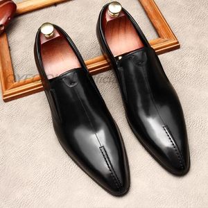 2022 marron noir chaussures hommes mocassins en cuir véritable bout pointu sans lacet hommes chaussures habillées fête élégant décontracté chaussures d'affaires