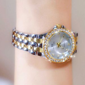 2022 BS Fashion Luxury Gold Blue Steel Quartz All Diamond Bracelet Women's Watch 2023 G230529