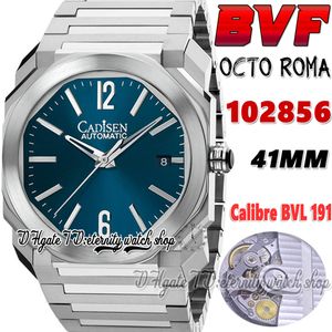 2022 BVF V3 Octo BV102856 BVL191 BV191 Automatische 41 mm Mens Bekijk Blue Dial Stick Markers Sapphire SS roestvrije armband Eeuwige Super Version Sport Watches
